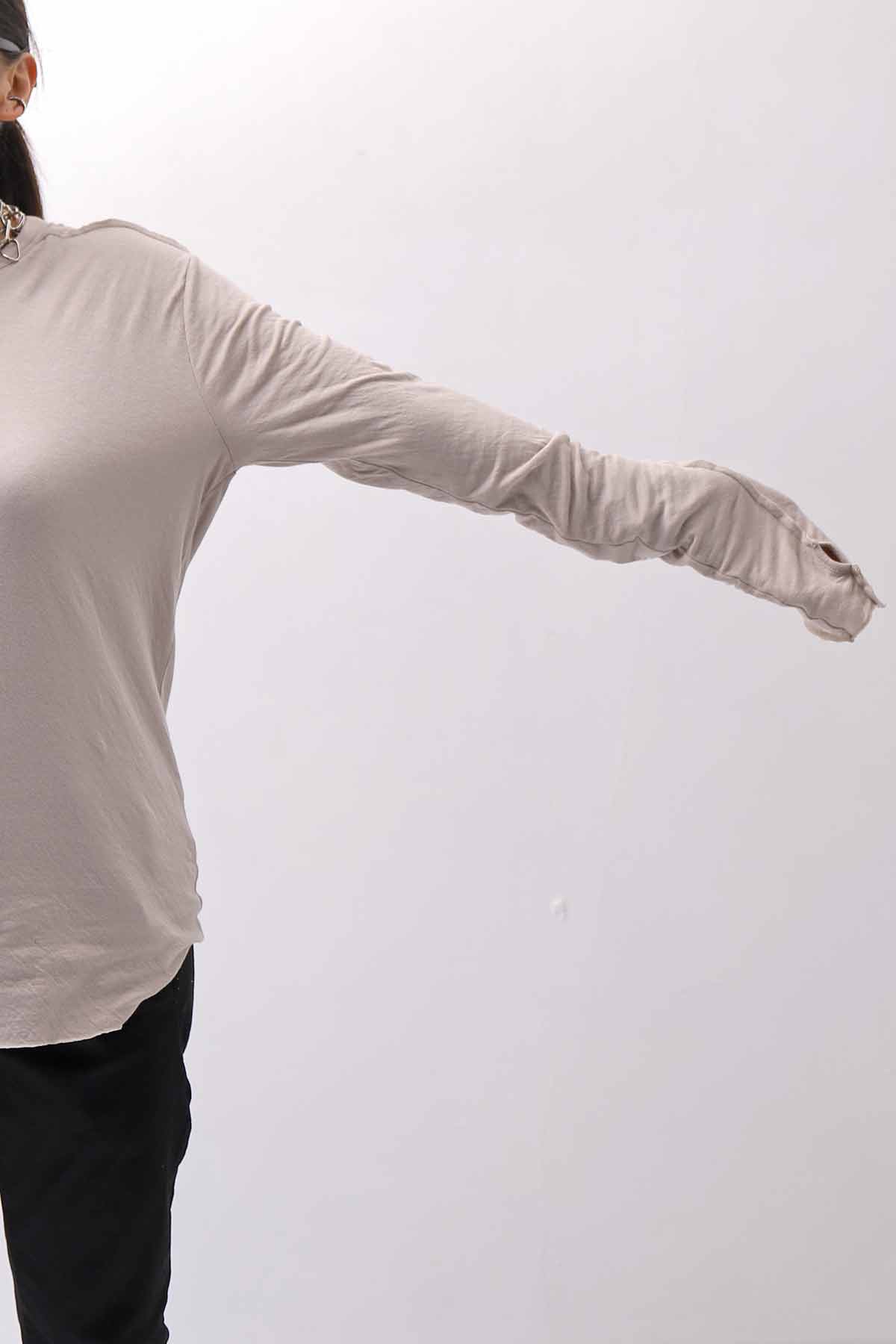 【thom/krom】 UNISEX SKIN COTTON DOUBLE LAYERED TOPS MTS922_STONE