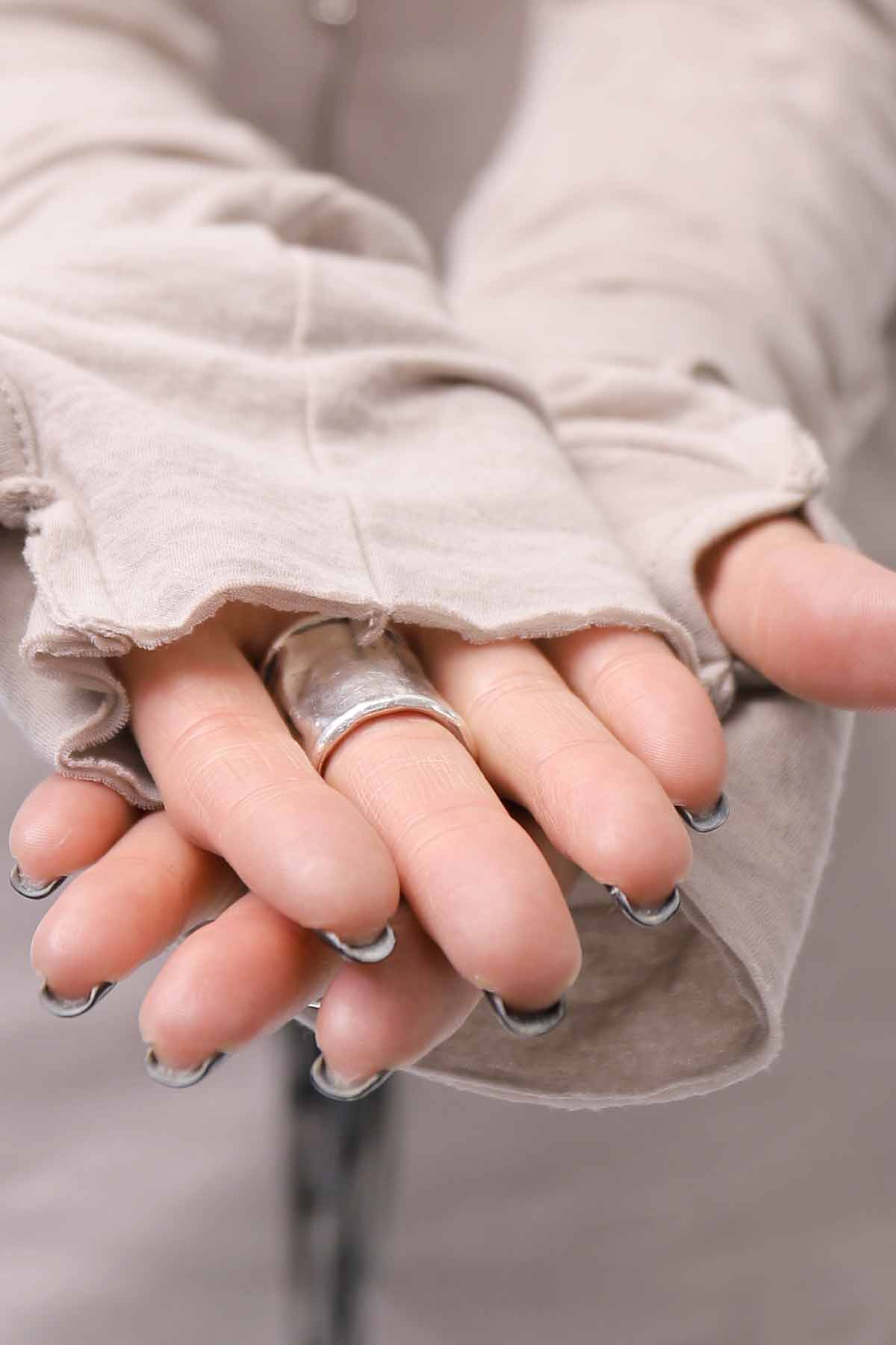 【thom/krom】 UNISEX SKIN COTTON DOUBLE LAYERED TOPS MTS922_STONE