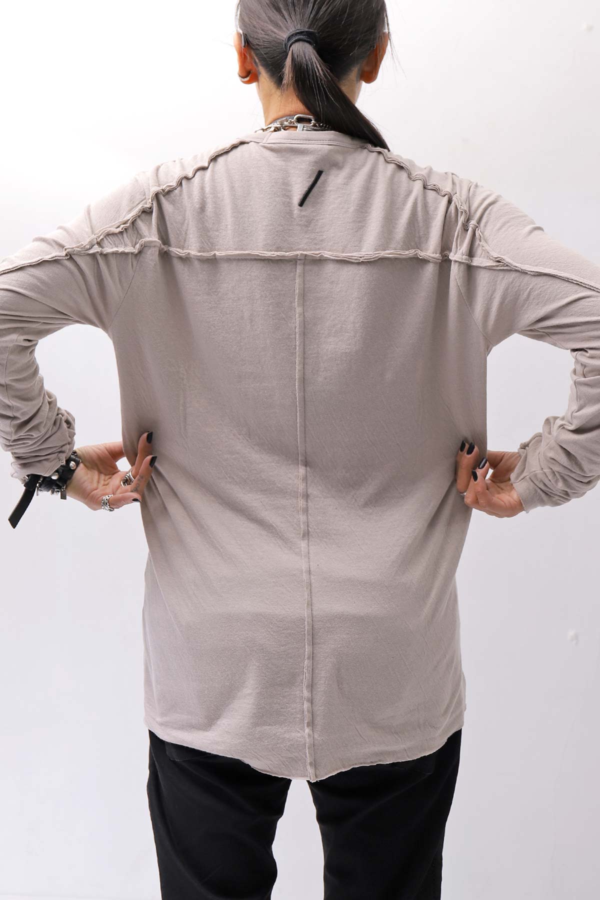【thom/krom】 UNISEX SKIN COTTON DOUBLE LAYERED TOPS MTS922_STONE