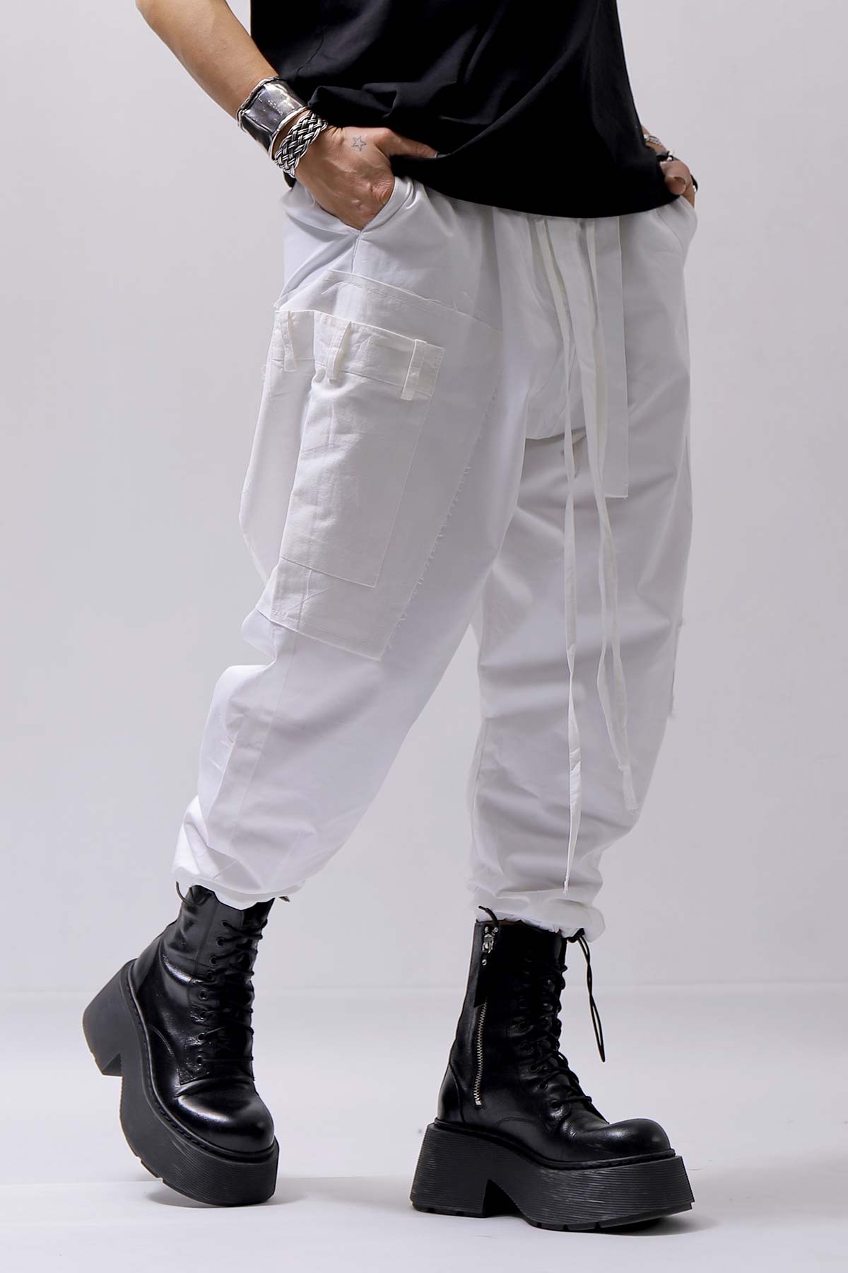 【studio b3】 UNISEX 2WAY CARGO COTTON PANTS BZB1674 _OFF WHITE