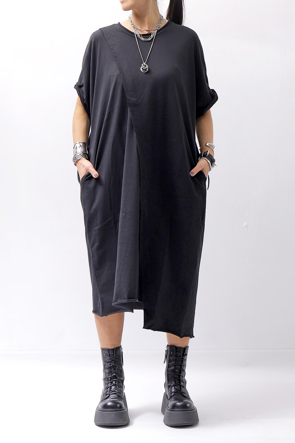 【studio b3】 COTTON HALF SLEEVE DRESS BZB1604