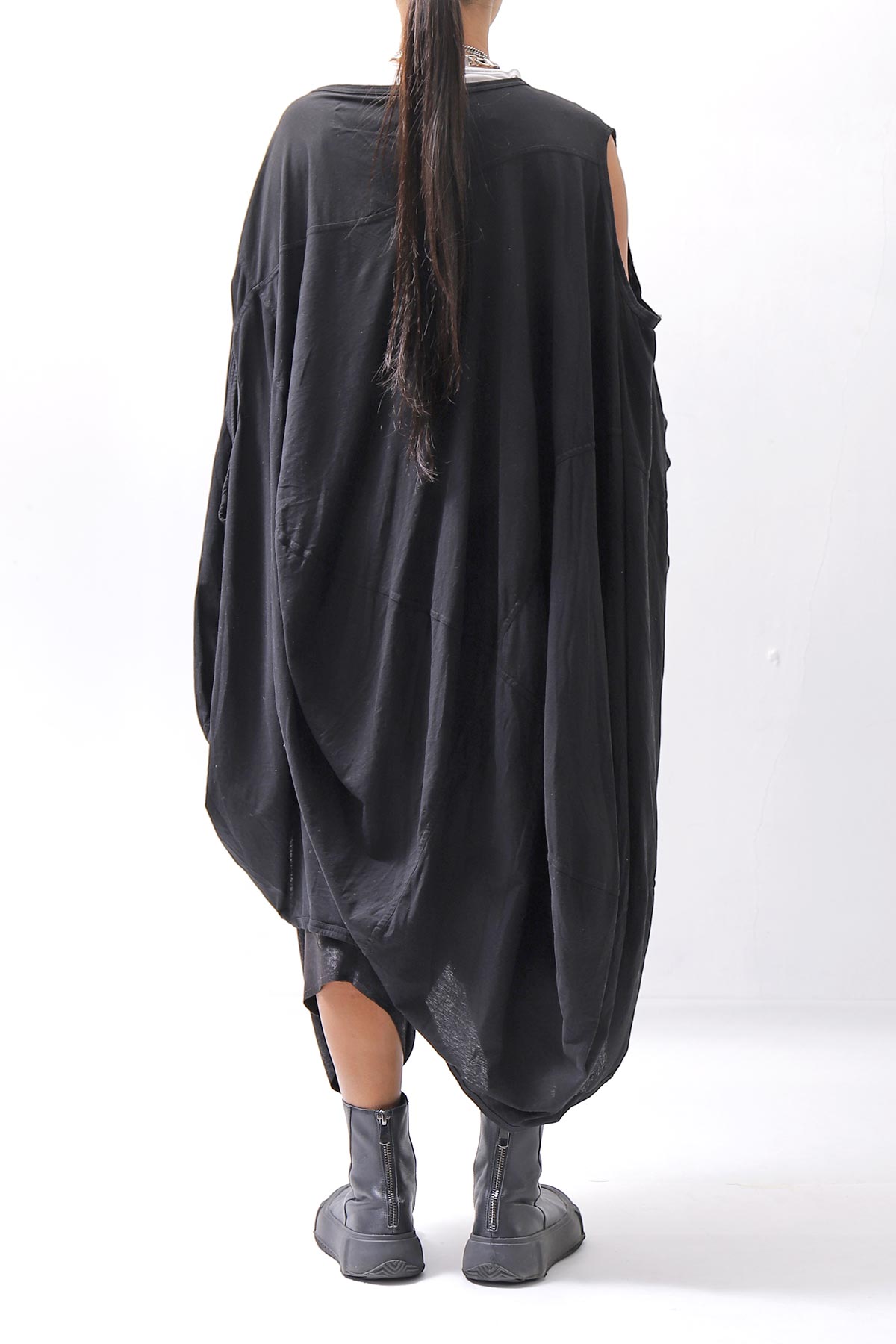 【RUNDHOLZ】 2WAY HOLE ASYMMETRY DRAPE LONG TOP DRESS 252 0937_BLACK