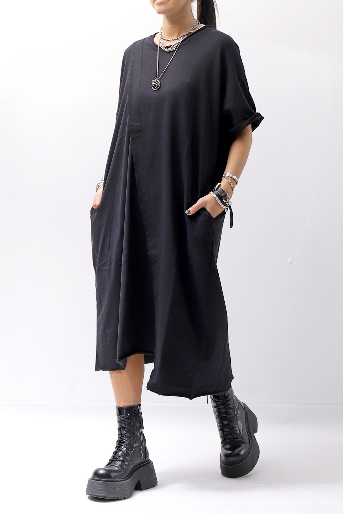 【studio b3】 COTTON HALF SLEEVE DRESS BZB1604