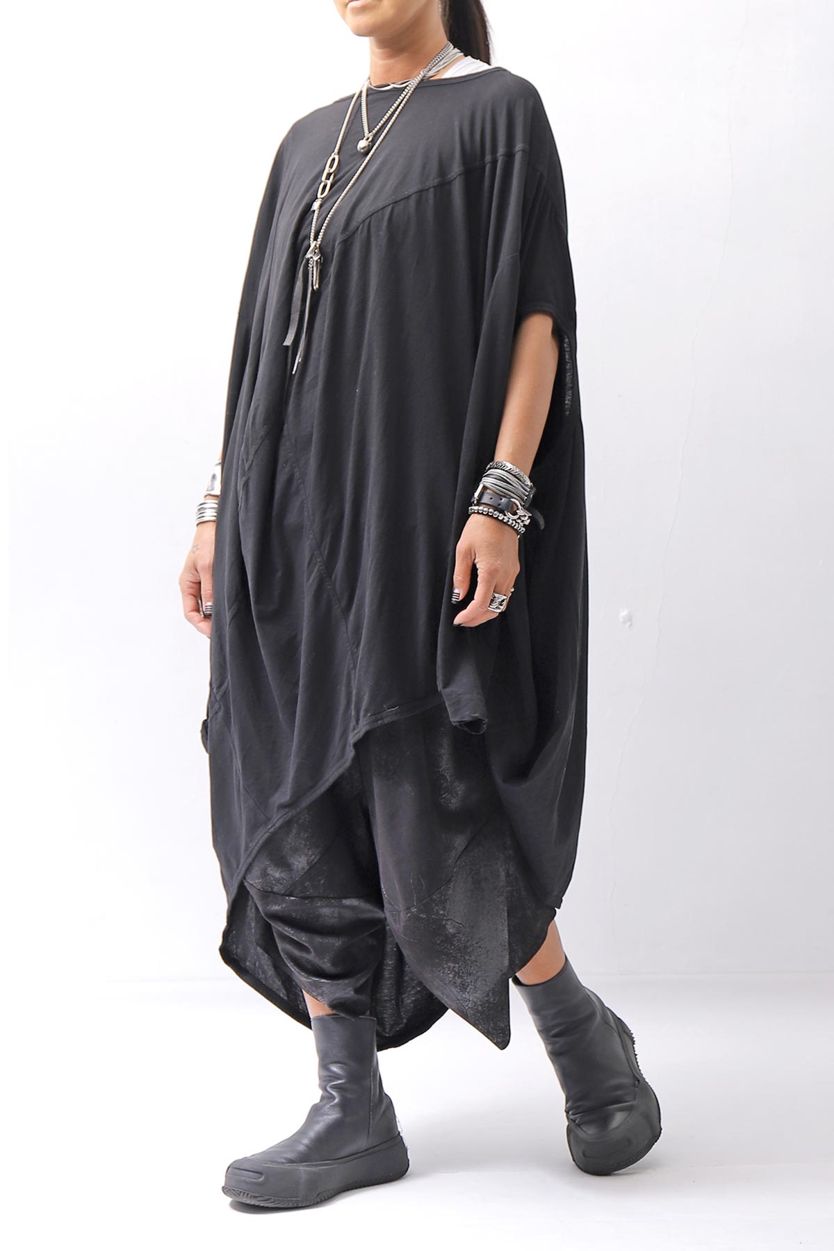 【RUNDHOLZ】 2WAY HOLE ASYMMETRY DRAPE LONG TOP DRESS 252 0937_BLACK