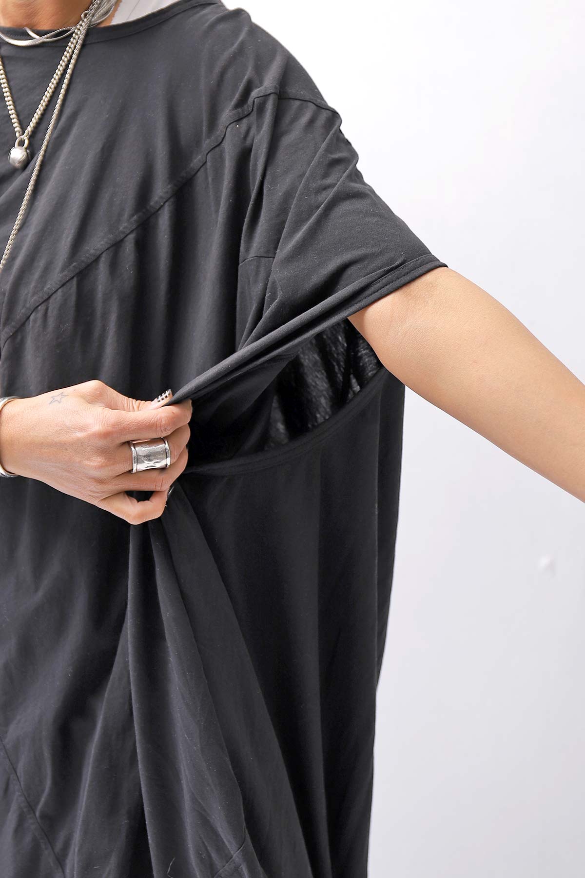【RUNDHOLZ】 2WAY HOLE ASYMMETRY DRAPE LONG TOP DRESS 252 0937_BLACK
