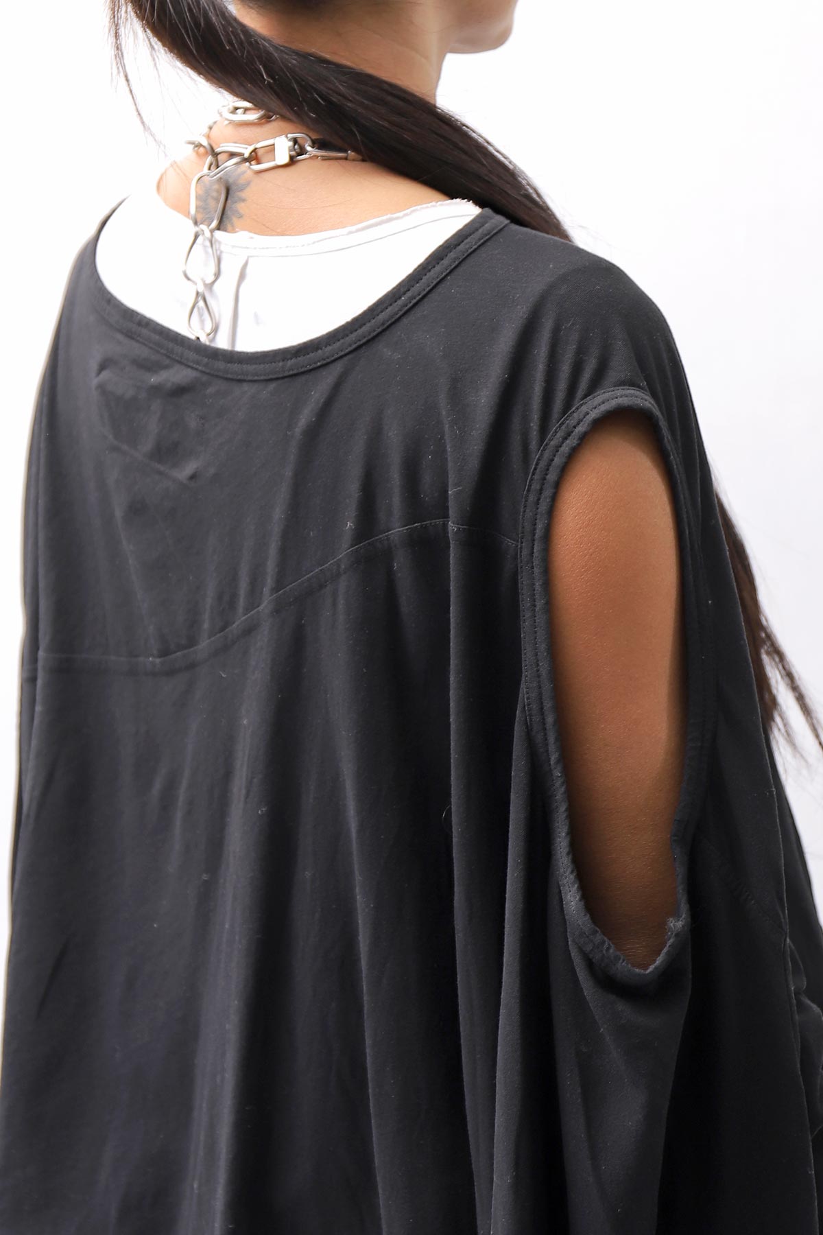 【RUNDHOLZ】 2WAY HOLE ASYMMETRY DRAPE LONG TOP DRESS 252 0937_BLACK