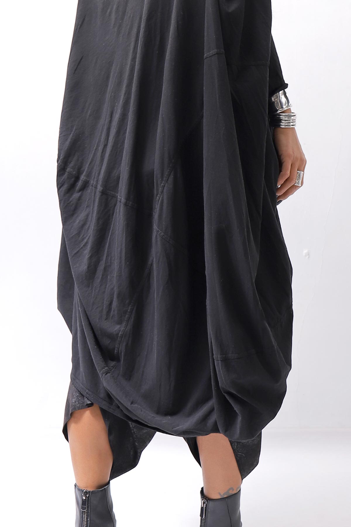 【RUNDHOLZ】 2WAY HOLE ASYMMETRY DRAPE LONG TOP DRESS 252 0937_BLACK