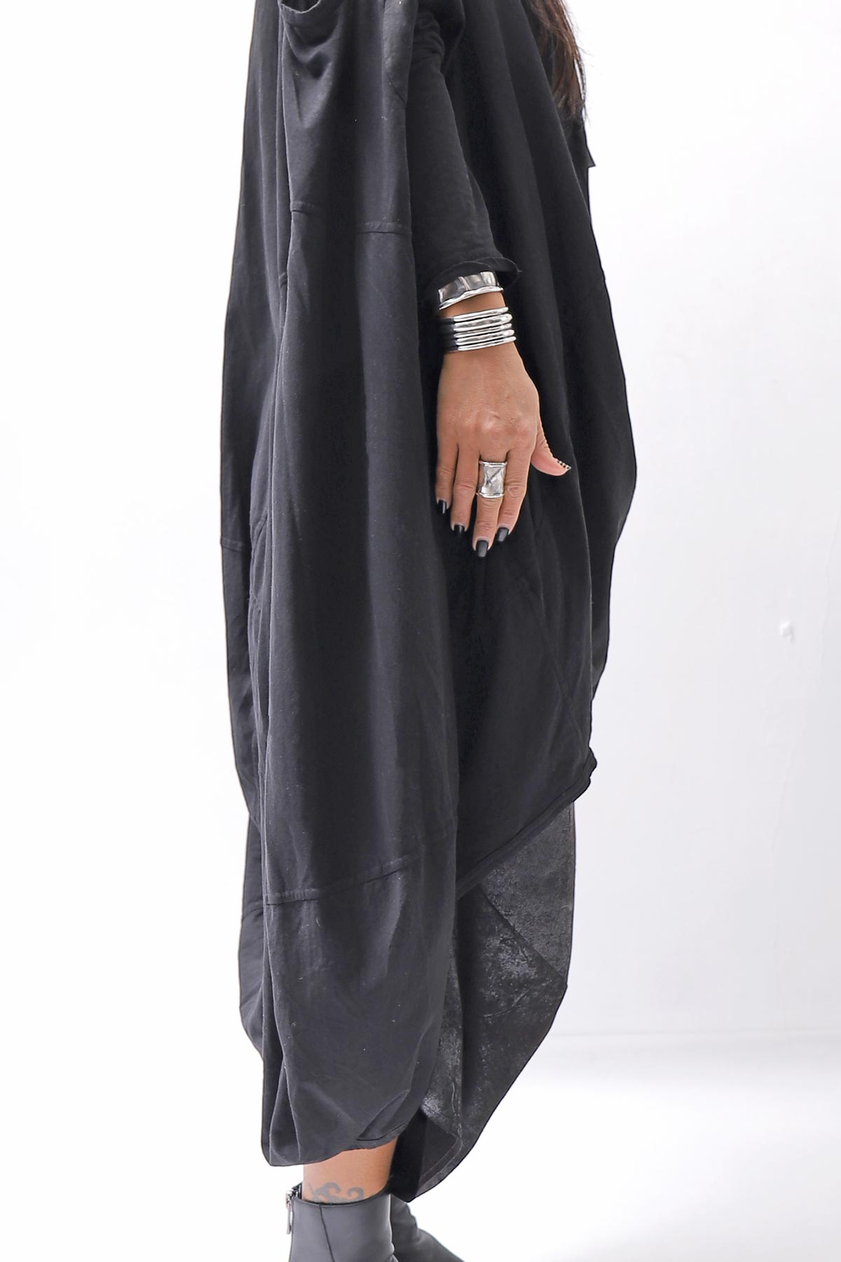 【RUNDHOLZ】 2WAY HOLE ASYMMETRY DRAPE LONG TOP DRESS 252 0937_BLACK