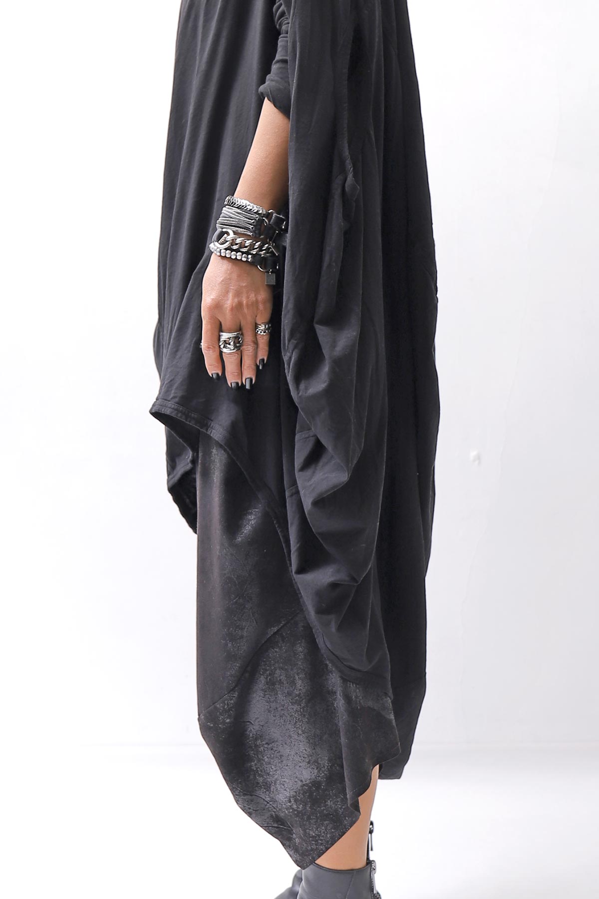 【RUNDHOLZ】 2WAY HOLE ASYMMETRY DRAPE LONG TOP DRESS 252 0937_BLACK
