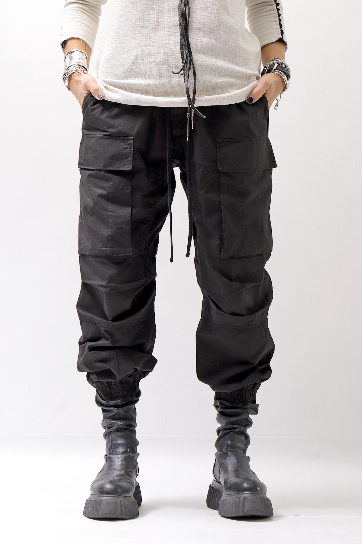 【thom/krom】 UNISEX COTTON CARGO RIB PANTS MP7_BLACK