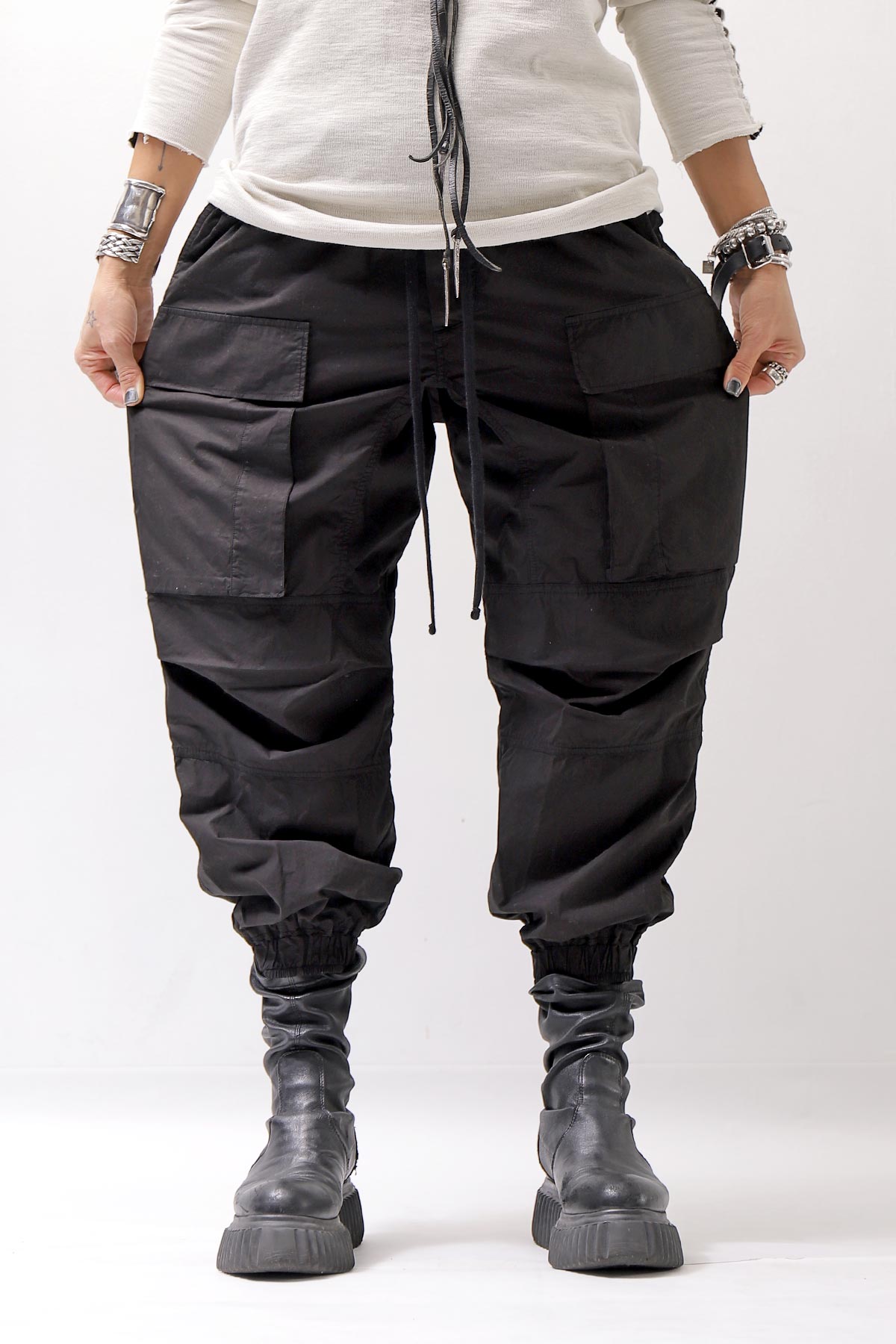 【thom/krom】 UNISEX COTTON CARGO RIB PANTS MP7_BLACK