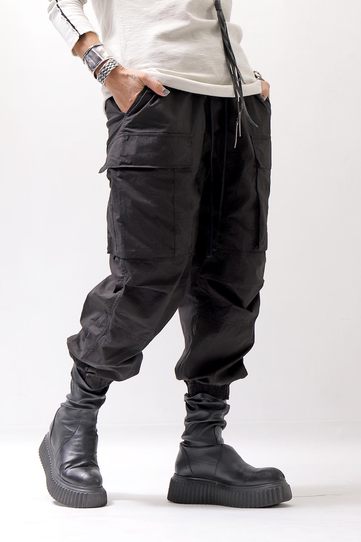 【thom/krom】 UNISEX COTTON CARGO RIB PANTS MP7_BLACK