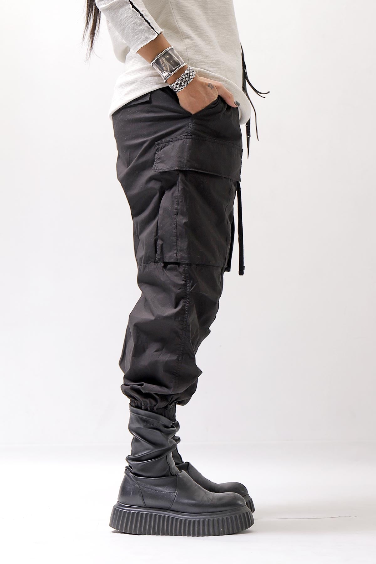 【thom/krom】 UNISEX COTTON CARGO RIB PANTS MP7_BLACK