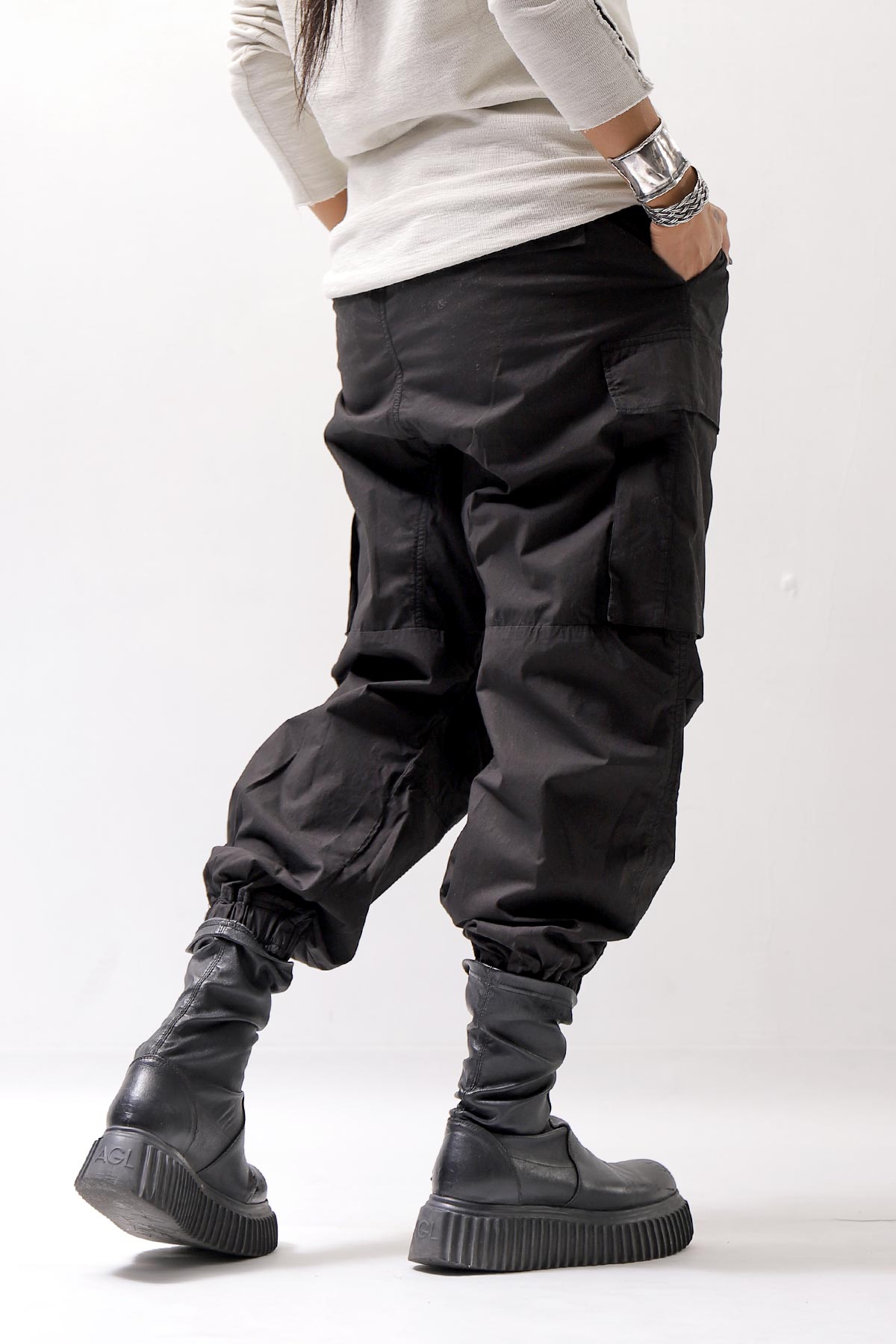 【thom/krom】 UNISEX COTTON CARGO RIB PANTS MP7_BLACK