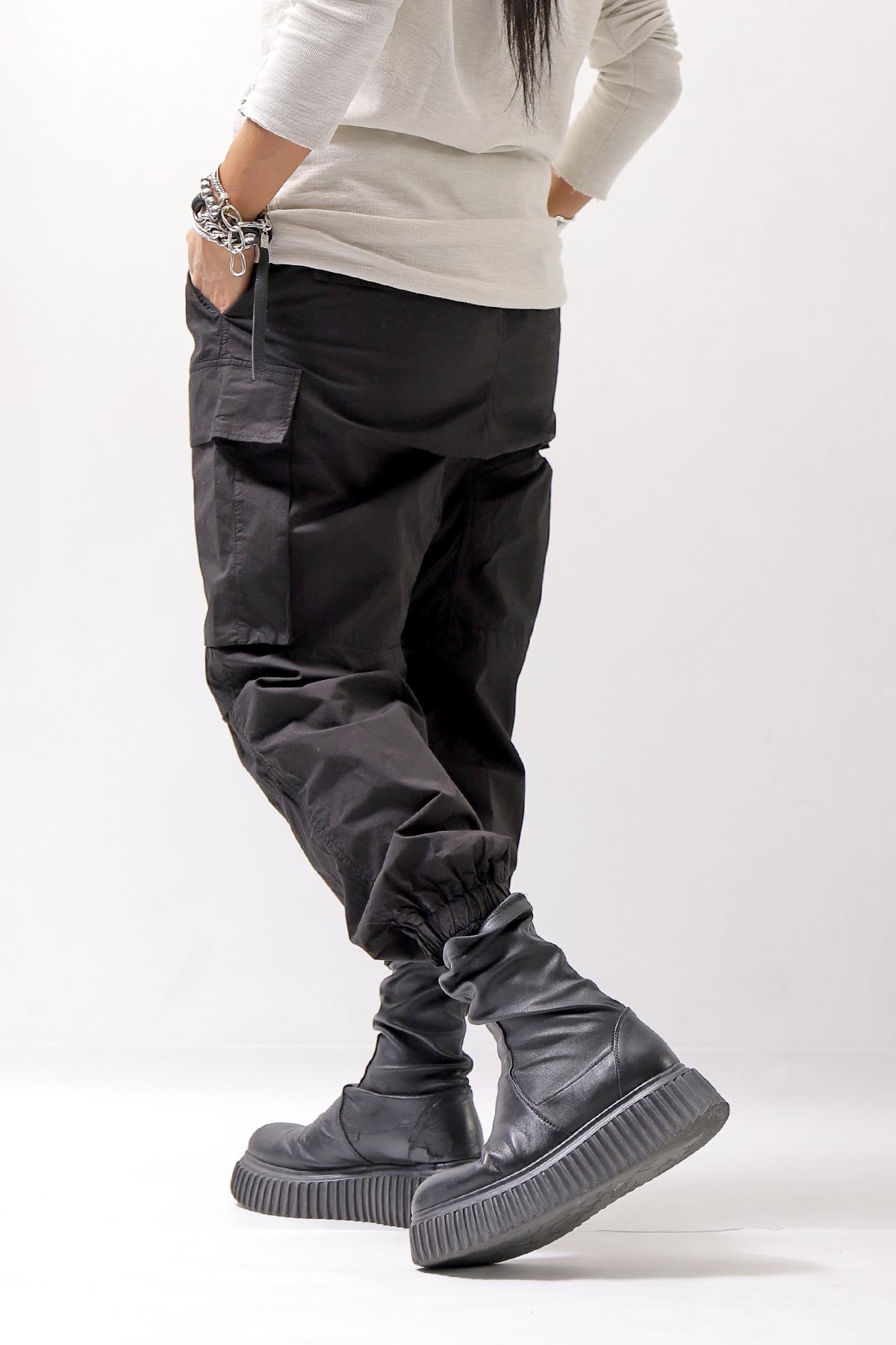 【thom/krom】 UNISEX COTTON CARGO RIB PANTS MP7_BLACK