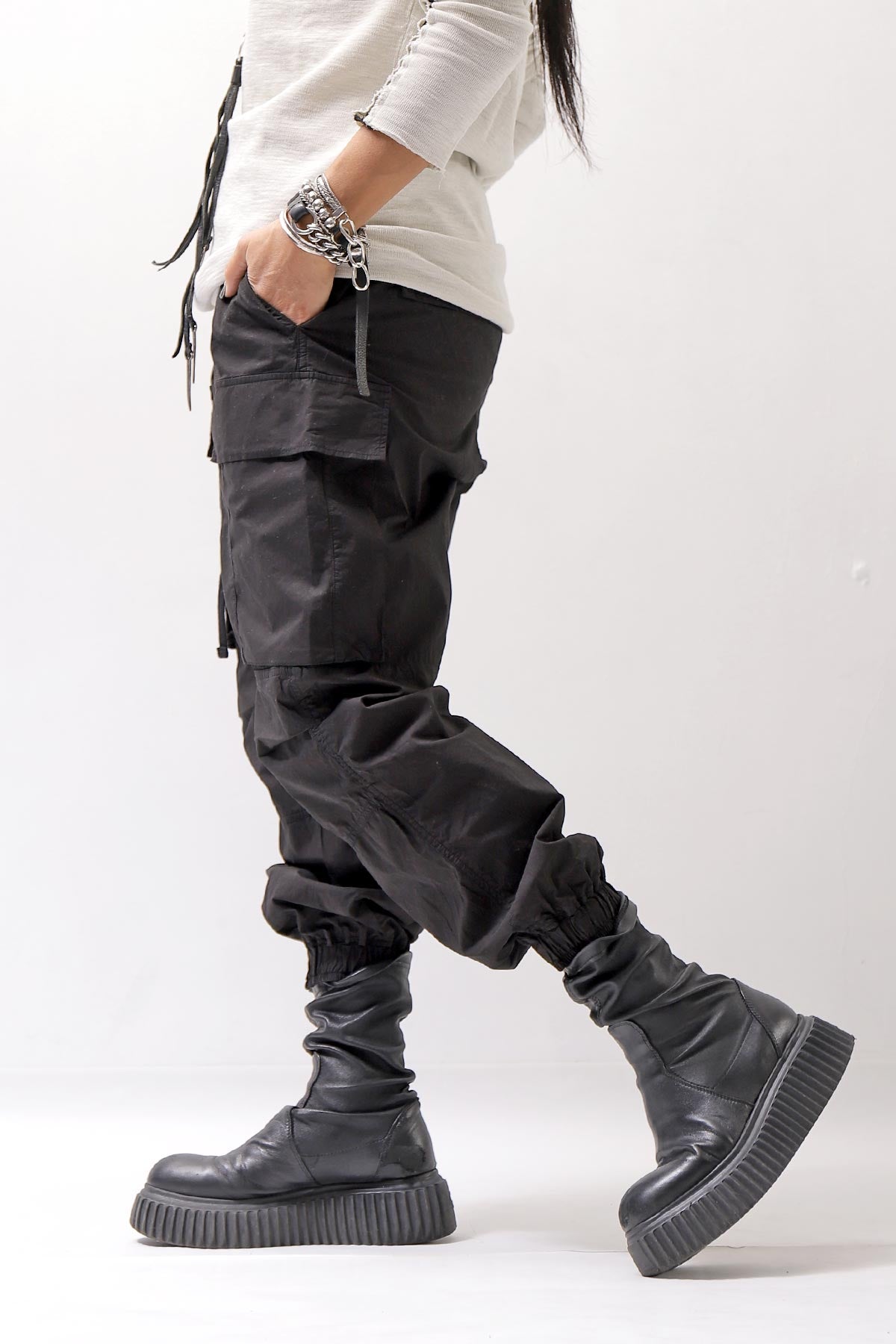 【thom/krom】 UNISEX COTTON CARGO RIB PANTS MP7_BLACK