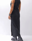 【thom/krom】 SKIN COTTON SLEEVE-LESS LONG DRESS WD58_BLACK