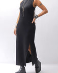 【thom/krom】 SKIN COTTON SLEEVE-LESS LONG DRESS WD58_BLACK