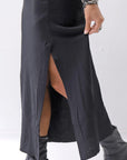 【thom/krom】 SKIN COTTON SLEEVE-LESS LONG DRESS WD58_BLACK