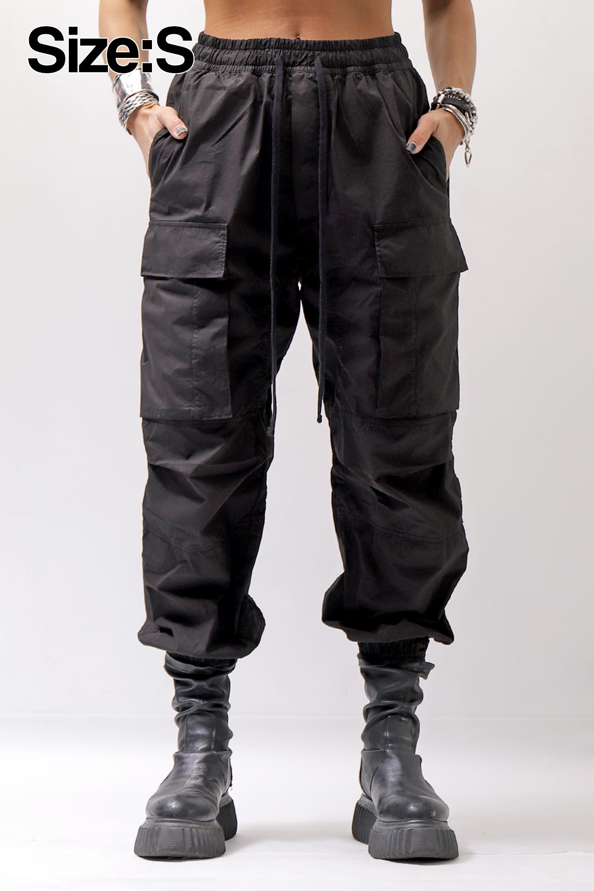 【thom/krom】 UNISEX COTTON CARGO RIB PANTS MP7_BLACK