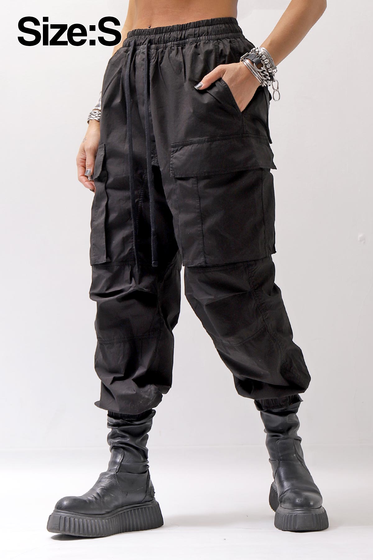 【thom/krom】 UNISEX COTTON CARGO RIB PANTS MP7_BLACK