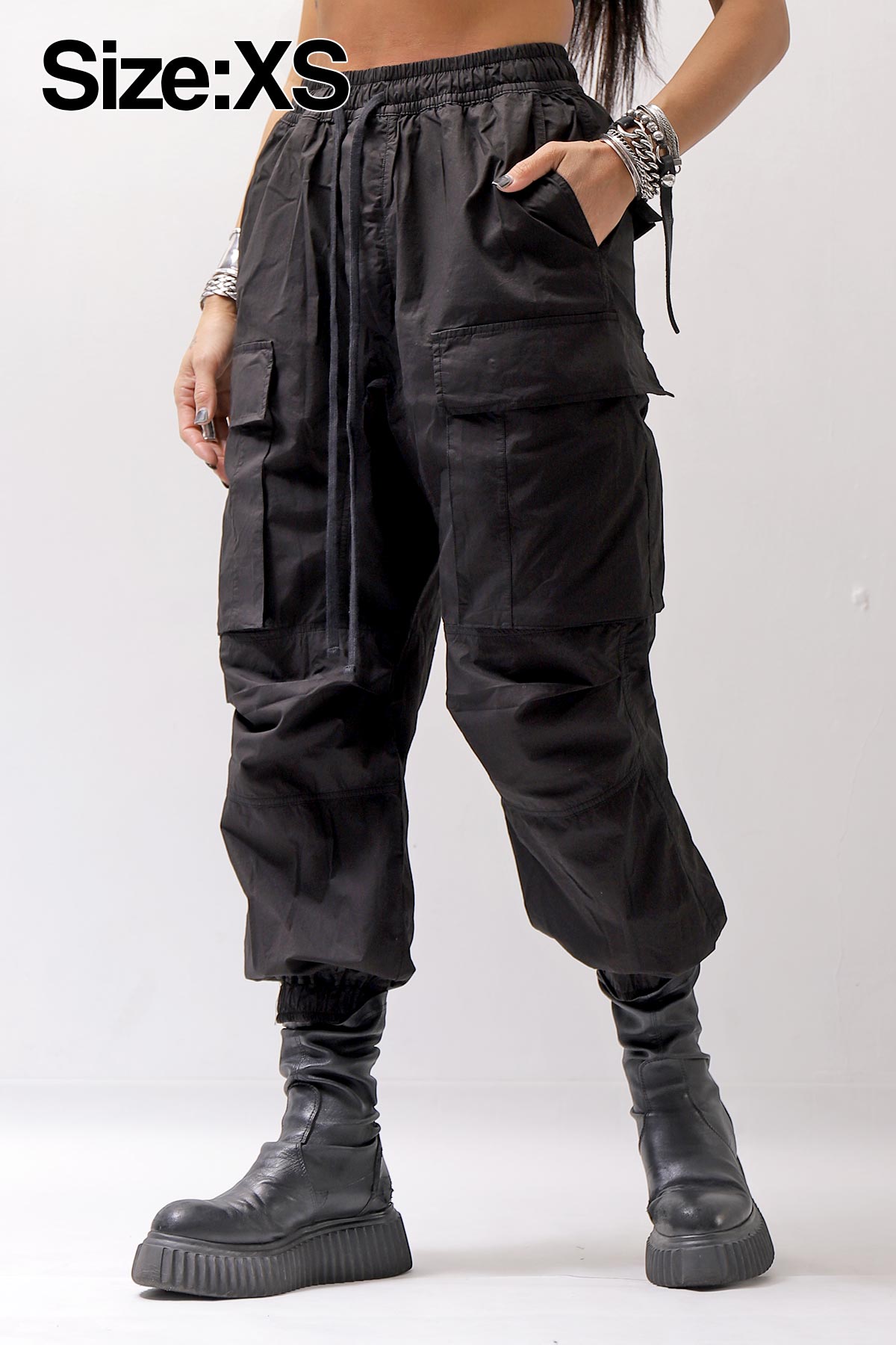 【thom/krom】 UNISEX COTTON CARGO RIB PANTS MP7_BLACK