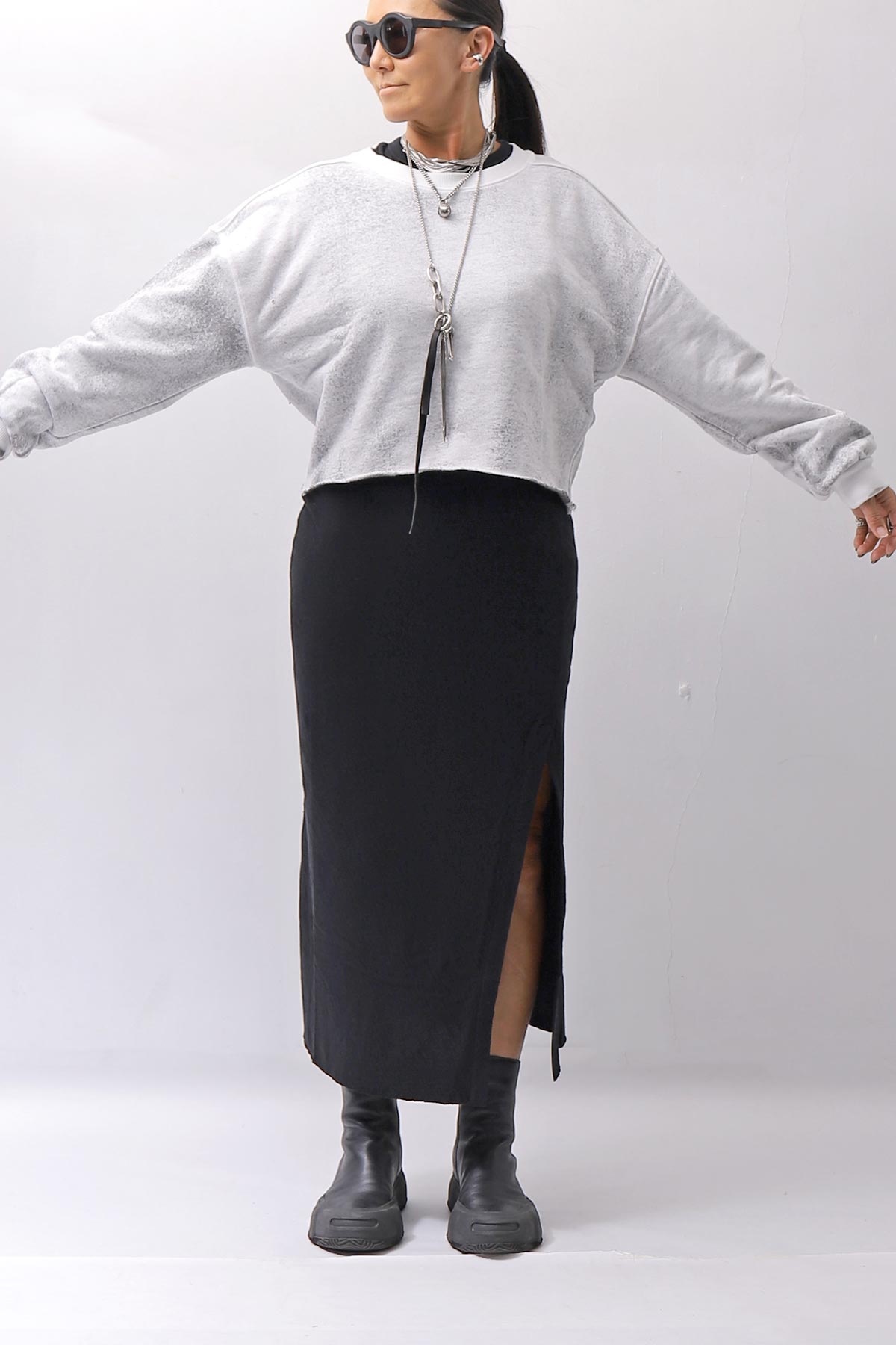 【thom/krom】 LIGHT SWEAT SHORT TOP WS496_SPRAY GREY