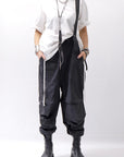 【Andrea Ya'aqov】 UNISEX 2WAY SHOULDER SALOPETTE PARACHUTE PANTS PAK71_BLACK