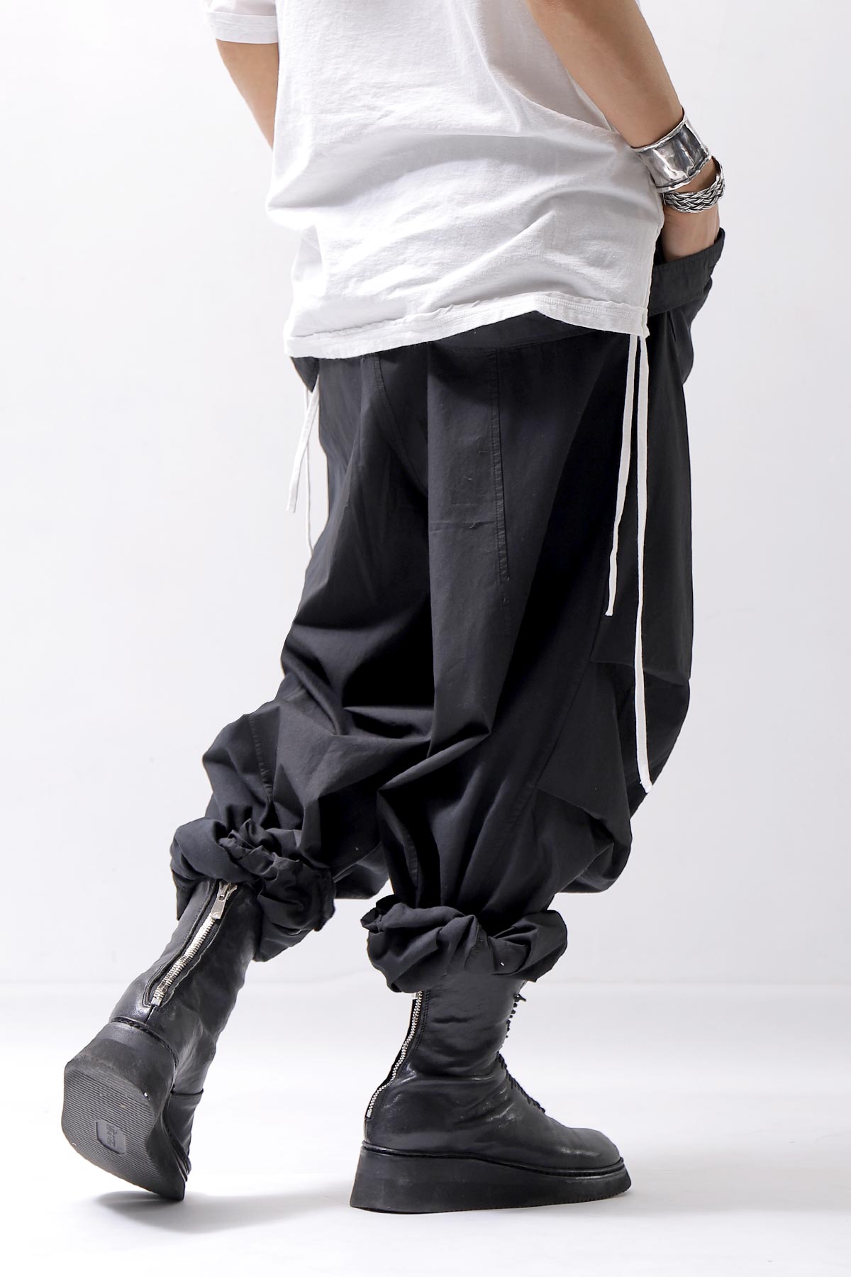 【Andrea Ya&#39;aqov】 UNISEX 2WAY SHOULDER SALOPETTE PARACHUTE PANTS PAK71_BLACK