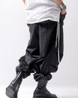 【Andrea Ya'aqov】 UNISEX 2WAY SHOULDER SALOPETTE PARACHUTE PANTS PAK71_BLACK