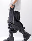 【Andrea Ya'aqov】 UNISEX 2WAY SHOULDER SALOPETTE PARACHUTE PANTS PAK71_BLACK