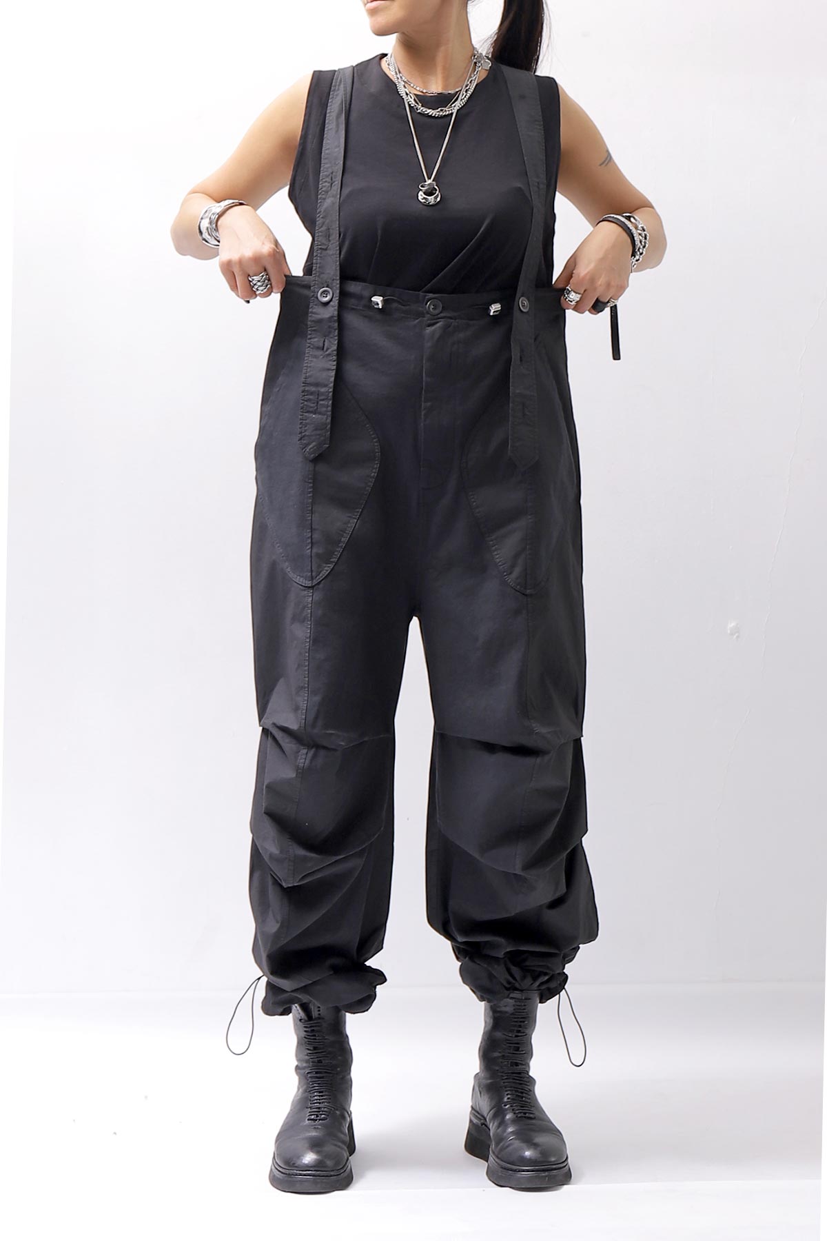 Andrea Ya'aqov】 UNISEX 2WAY SHOULDER SALOPETTE PARACHUTE PANTS