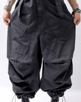 【Andrea Ya'aqov】 UNISEX 2WAY SHOULDER SALOPETTE PARACHUTE PANTS PAK71_BLACK