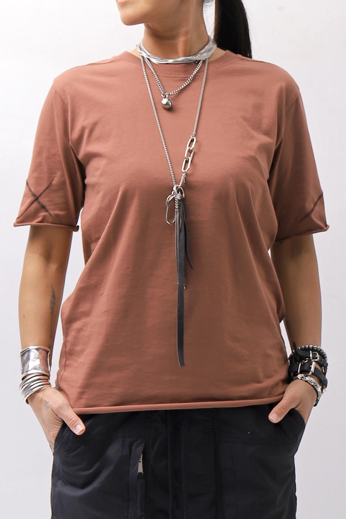 【thom/krom】 UNISEX REGULAR FIT COTTON TEE MTS924_RED WOOD