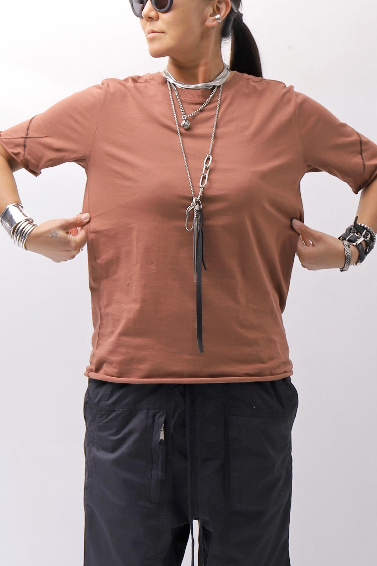 【thom/krom】 UNISEX REGULAR FIT COTTON TEE MTS924_RED WOOD