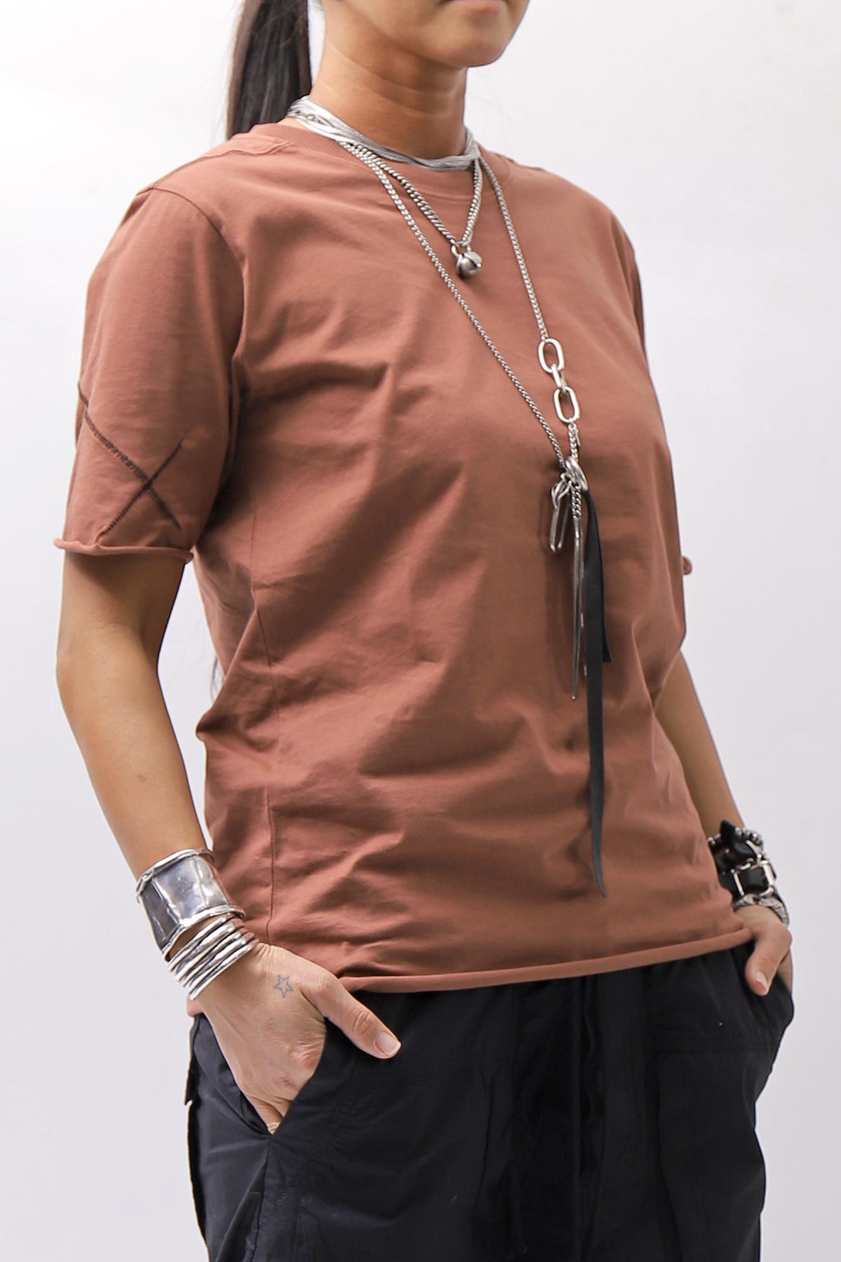 【thom/krom】 UNISEX REGULAR FIT COTTON TEE MTS924_RED WOOD