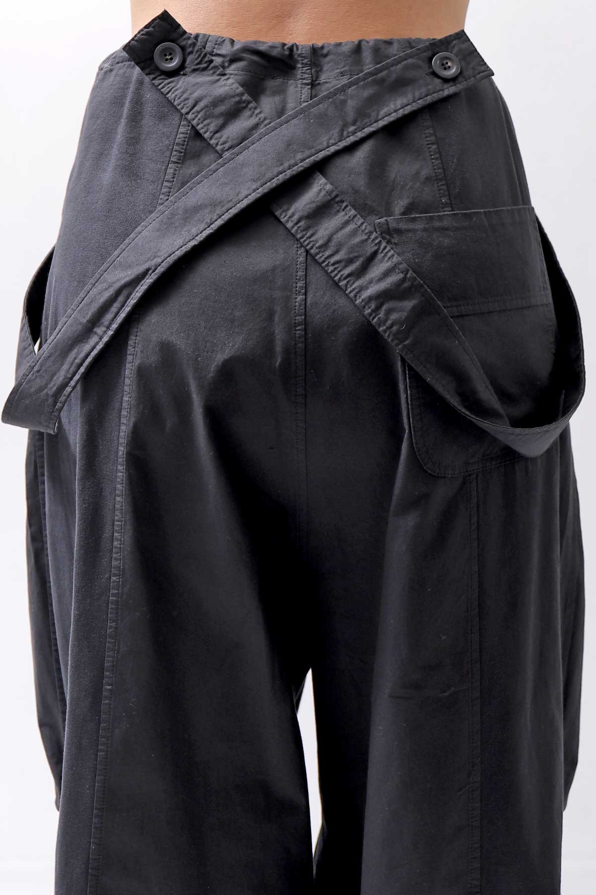 【Andrea Ya&#39;aqov】 UNISEX 2WAY SHOULDER SALOPETTE PARACHUTE PANTS PAK71_BLACK