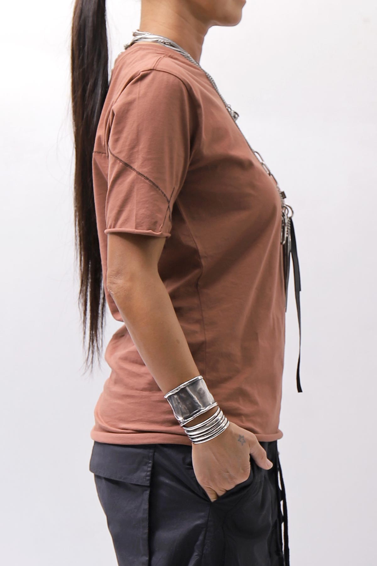 【thom/krom】 UNISEX REGULAR FIT COTTON TEE MTS924_RED WOOD