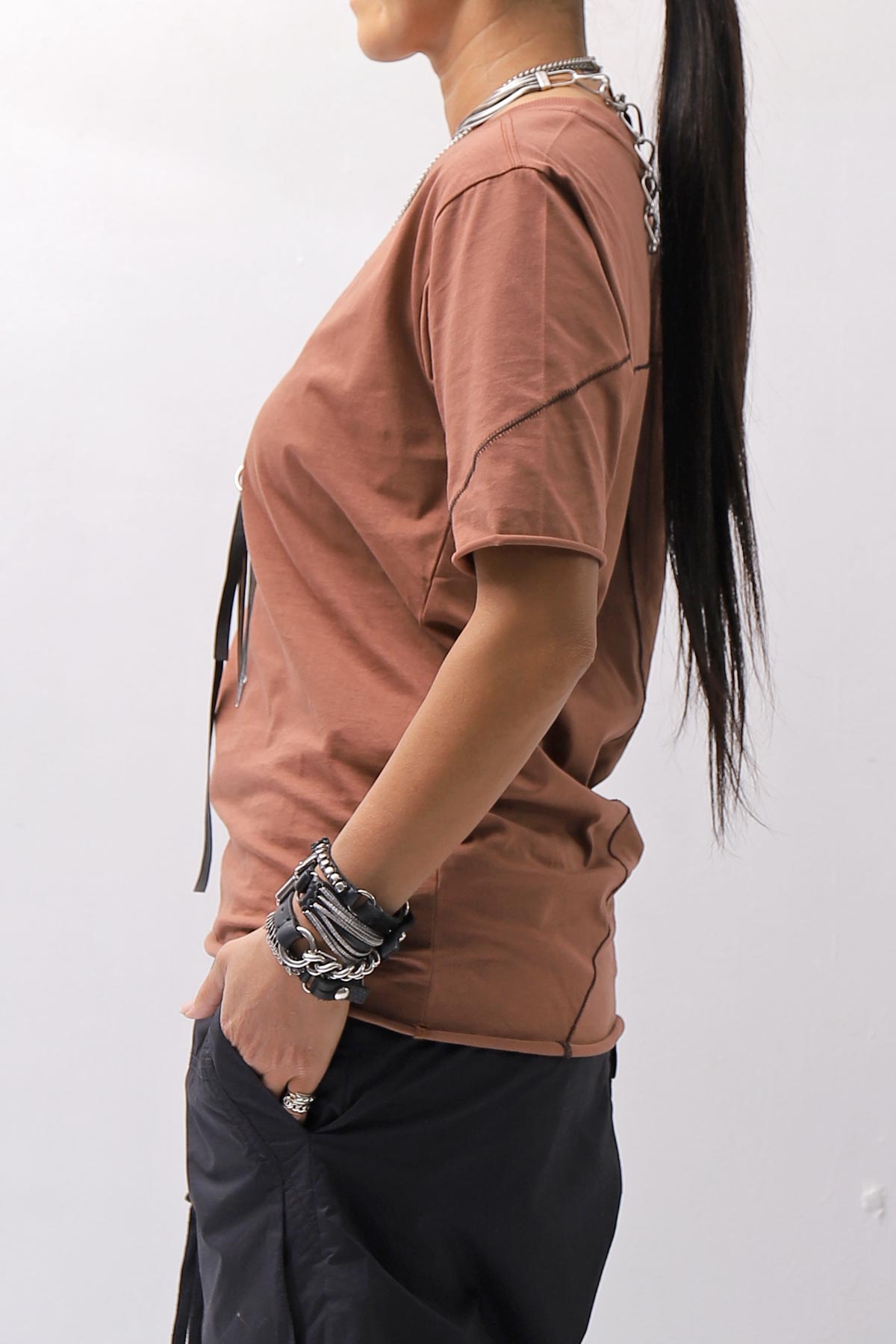 【thom/krom】 UNISEX REGULAR FIT COTTON TEE MTS924_RED WOOD