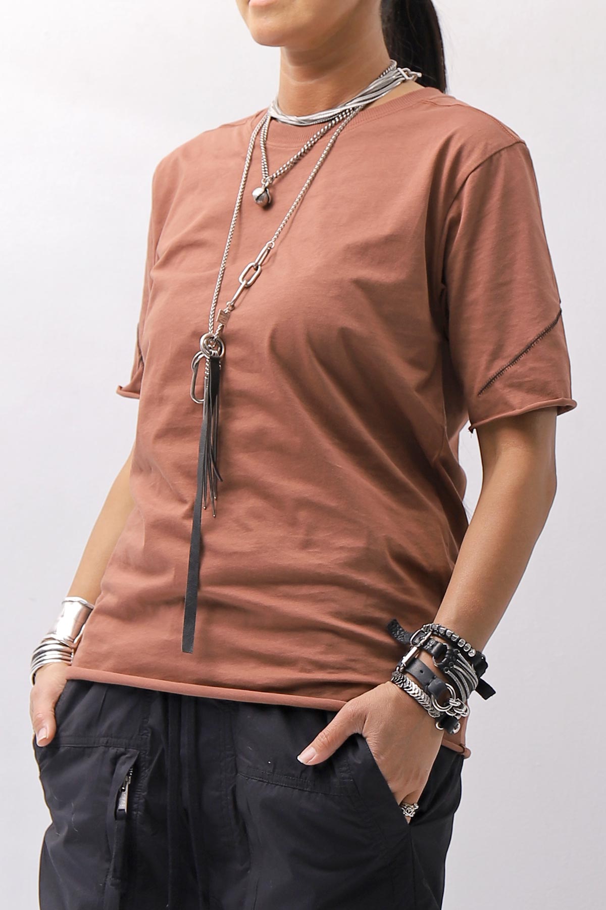 【thom/krom】 UNISEX REGULAR FIT COTTON TEE MTS924_RED WOOD