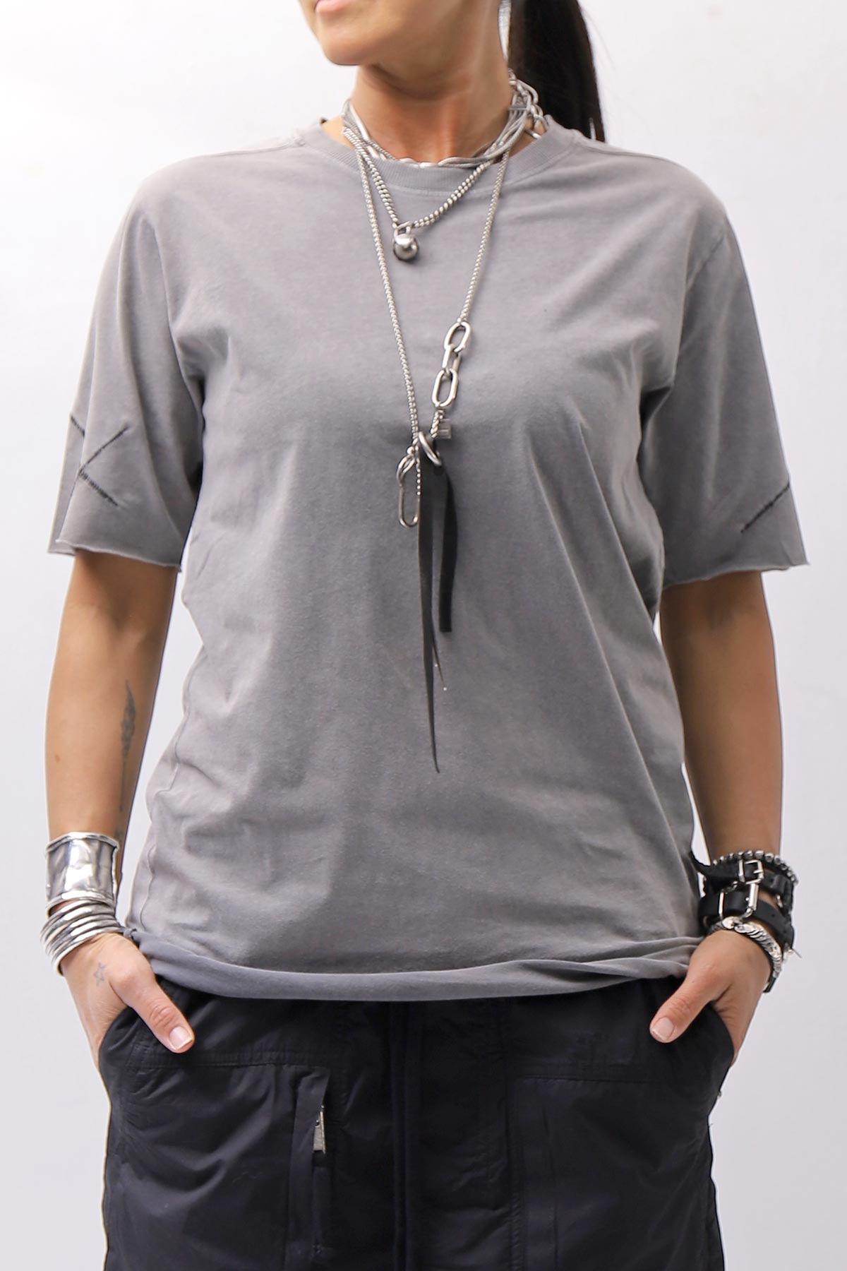 【thom/krom】 UNISEX REGULAR FIT COTTON TEE MTS924_DARK USED GREY