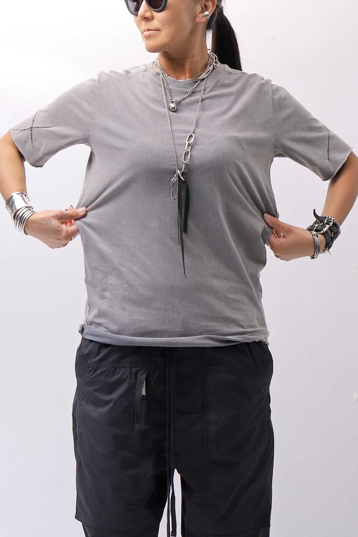 【thom/krom】 UNISEX REGULAR FIT COTTON TEE MTS924_DARK USED GREY