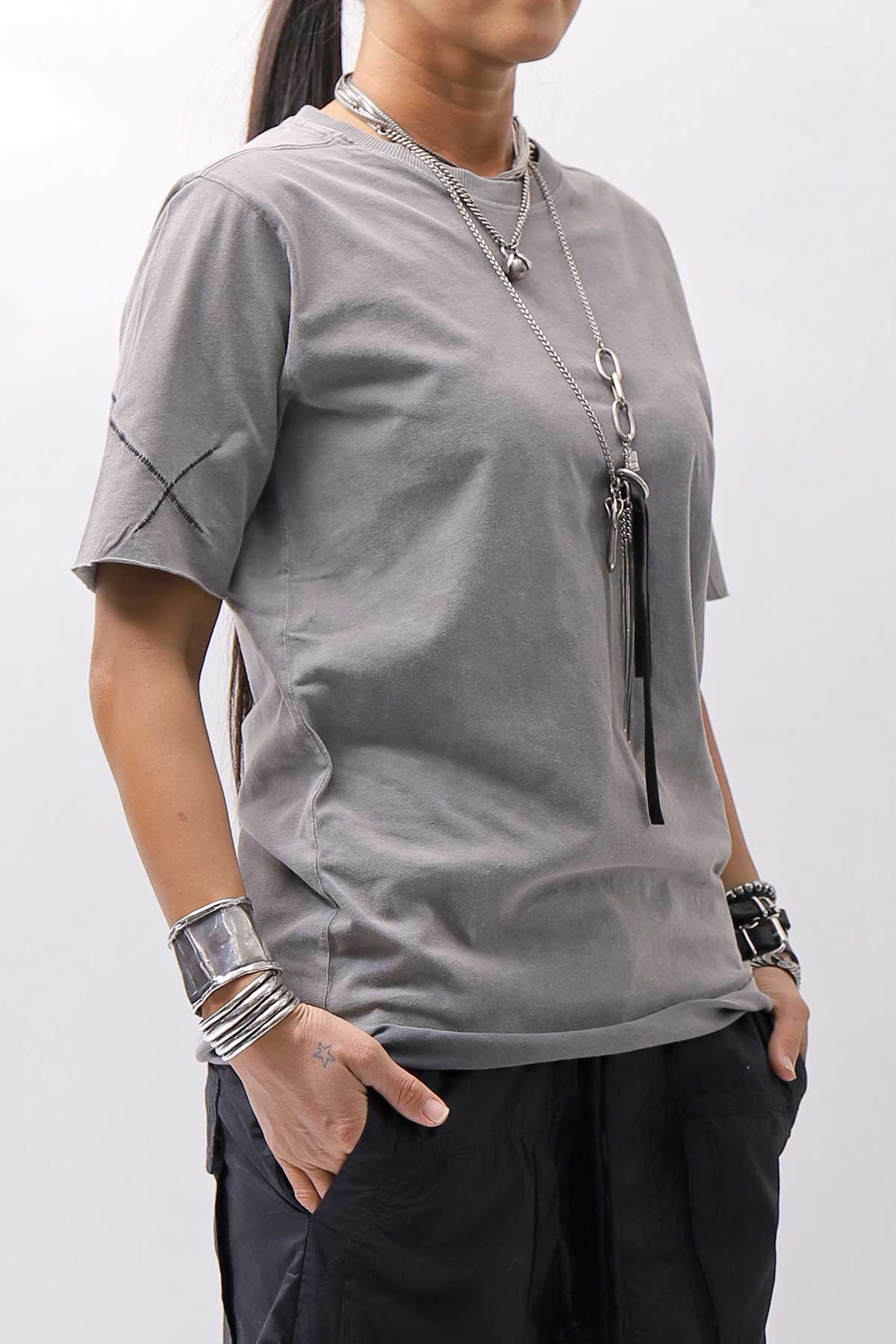 【thom/krom】 UNISEX REGULAR FIT COTTON TEE MTS924_DARK USED GREY