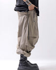 【Andrea Ya'aqov】 UNISEX 2WAY SHOULDER SALOPETTE PARACHUTE PANTS PAK71_OLIVE BEIGE