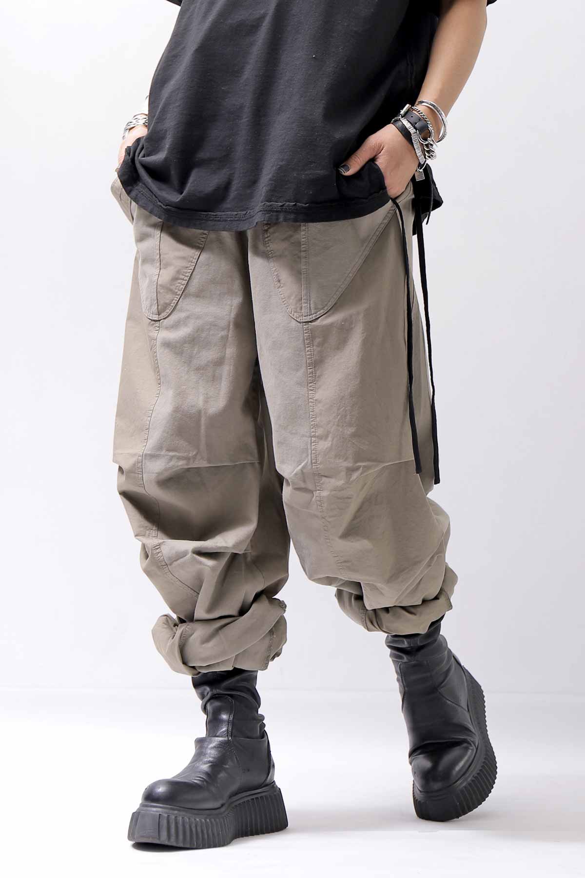 【Andrea Ya&#39;aqov】 UNISEX 2WAY SHOULDER SALOPETTE PARACHUTE PANTS PAK71_OLIVE BEIGE