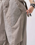 【Andrea Ya'aqov】 UNISEX 2WAY SHOULDER SALOPETTE PARACHUTE PANTS PAK71_OLIVE BEIGE