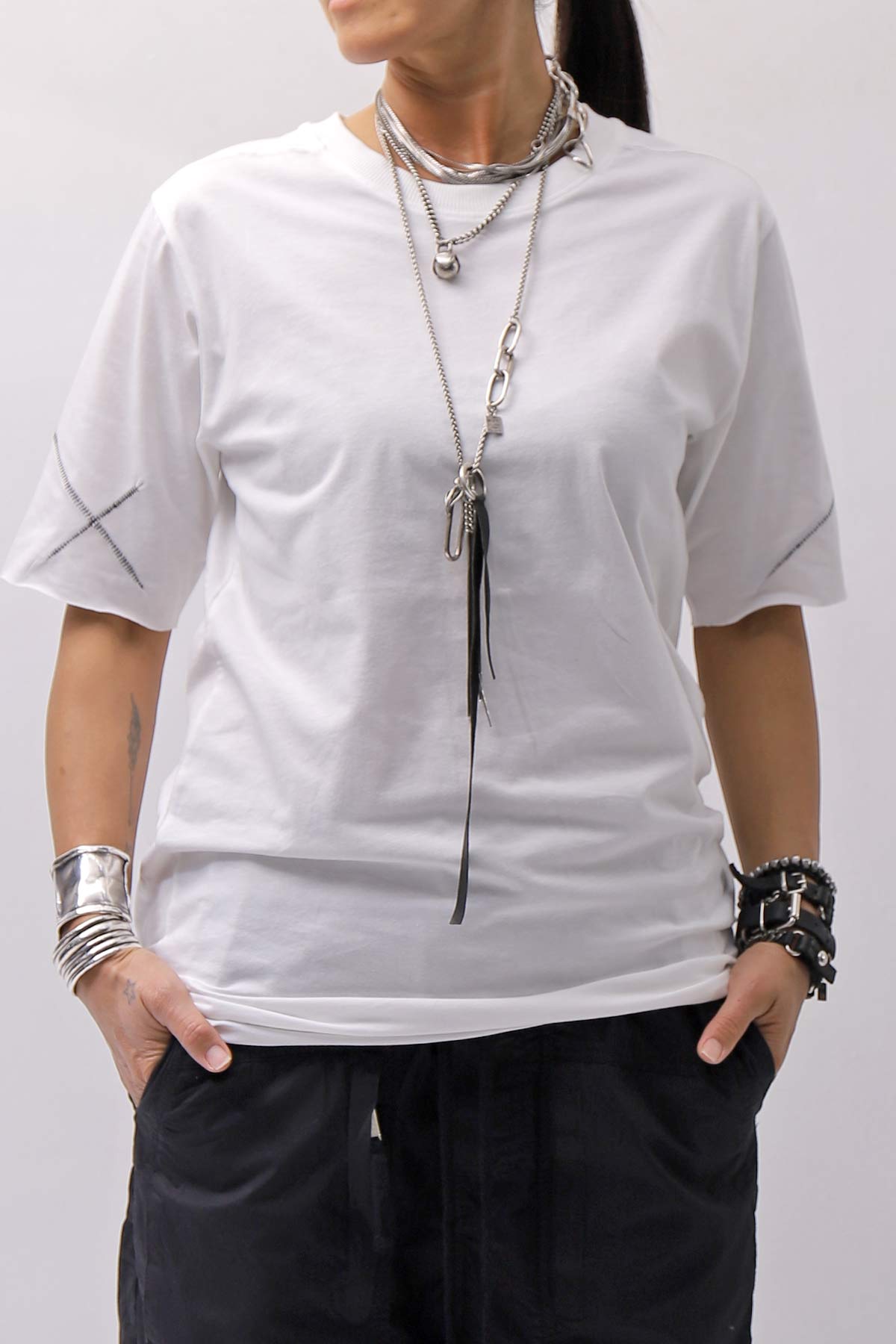 【thom/krom】 UNISEX REGULAR FIT COTTON TEE MTS924_OFF WHITE