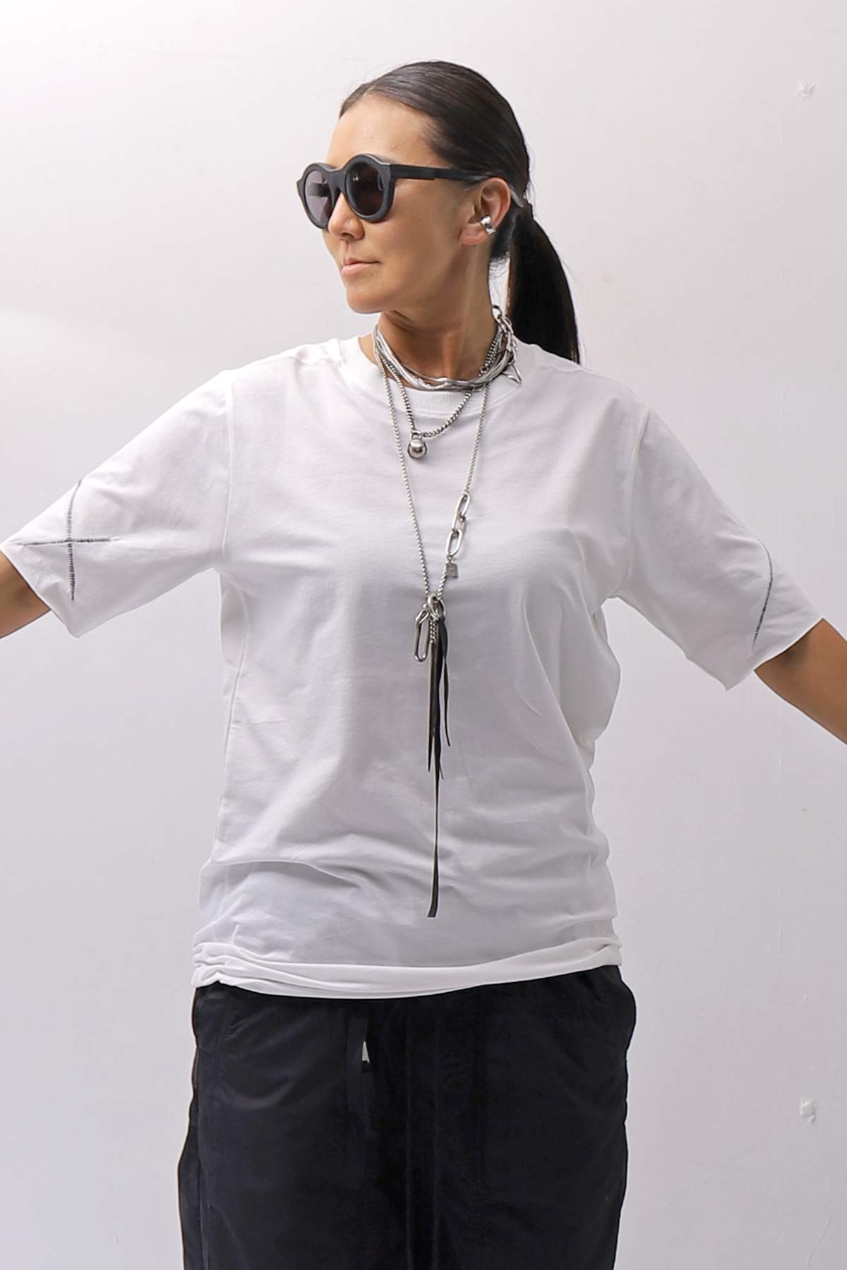 【thom/krom】 UNISEX REGULAR FIT COTTON TEE MTS924_OFF WHITE