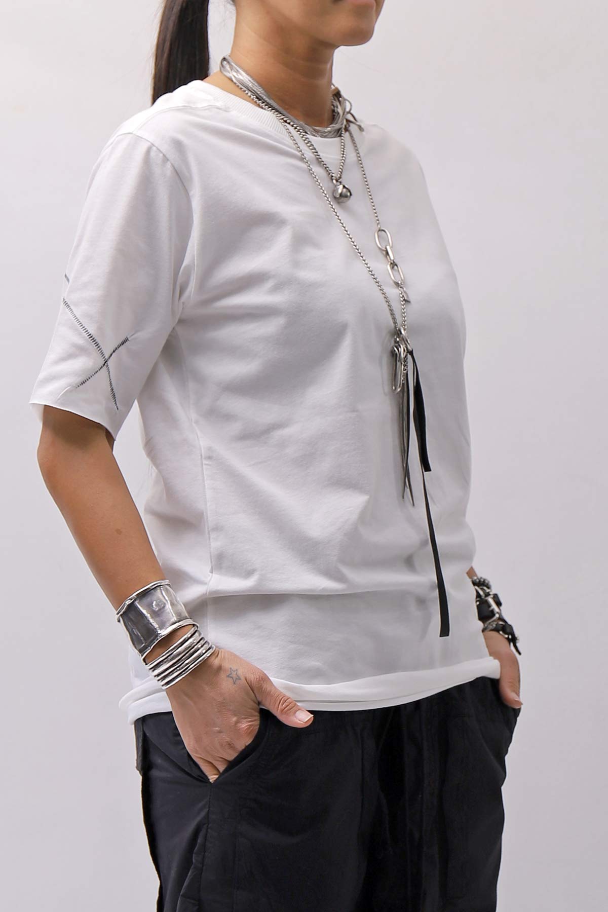 【thom/krom】 UNISEX REGULAR FIT COTTON TEE MTS924_OFF WHITE
