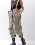 【Andrea Ya'aqov】 UNISEX 2WAY SHOULDER SALOPETTE PARACHUTE PANTS PAK71_OLIVE BEIGE